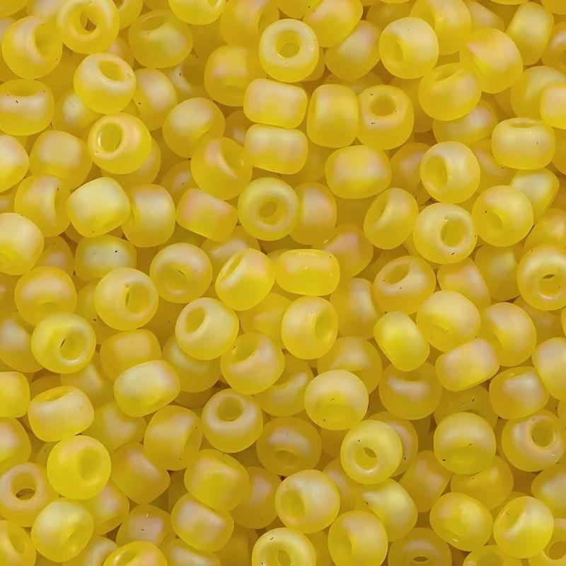 #8 Miyuki Seed Beads - Matte Transparent Yellow Rainbow/AB, 8-9136FR-TB, Approx 858 Beads/22 Grams, 1 five inch tube