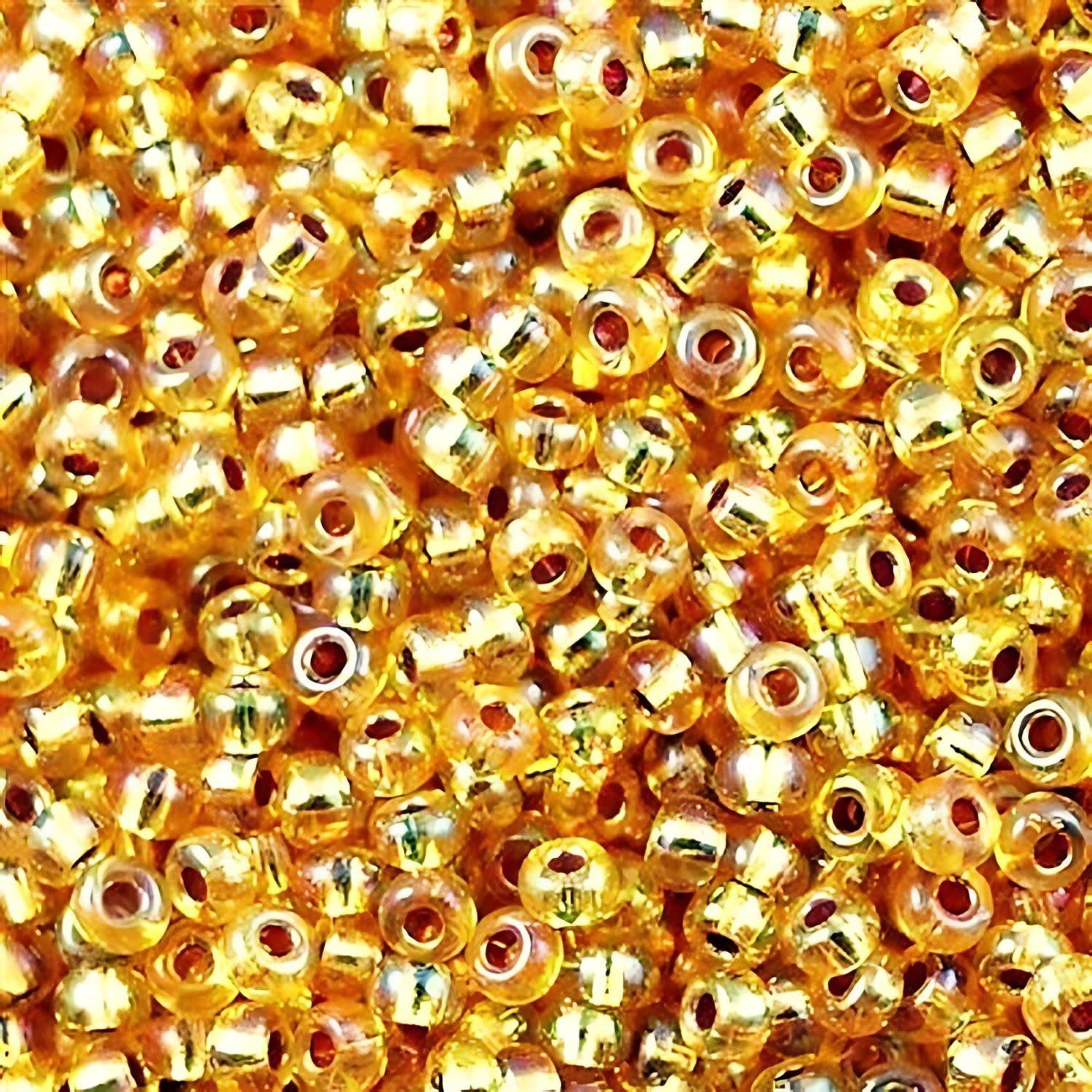 #8 Miyuki Seed Beads - Silver Lined Gold Rainbow/AB, 8-91003-TB, Approx 858 Beads/22 Grams, 1 five inch tube