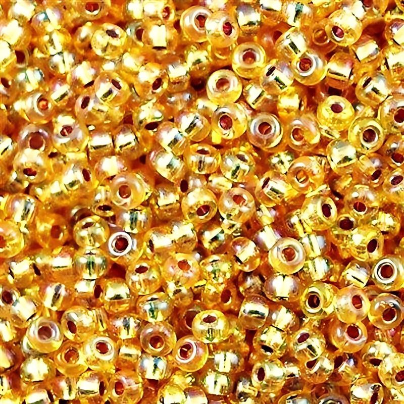 #8 Miyuki Seed Beads - Silver Lined Gold Rainbow/AB, 8-91003-TB, Approx 858 Beads/22 Grams, 1 five inch tube