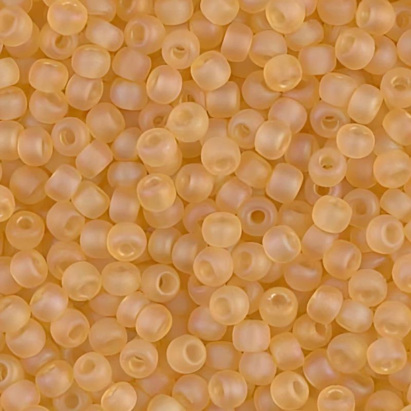 #8 Miyuki Seed Beads - Matte Transparent Light Topaz Ab Gold, 8-9132FR-TB, Approx 858 Beads/22 Grams, 1 five inch tube