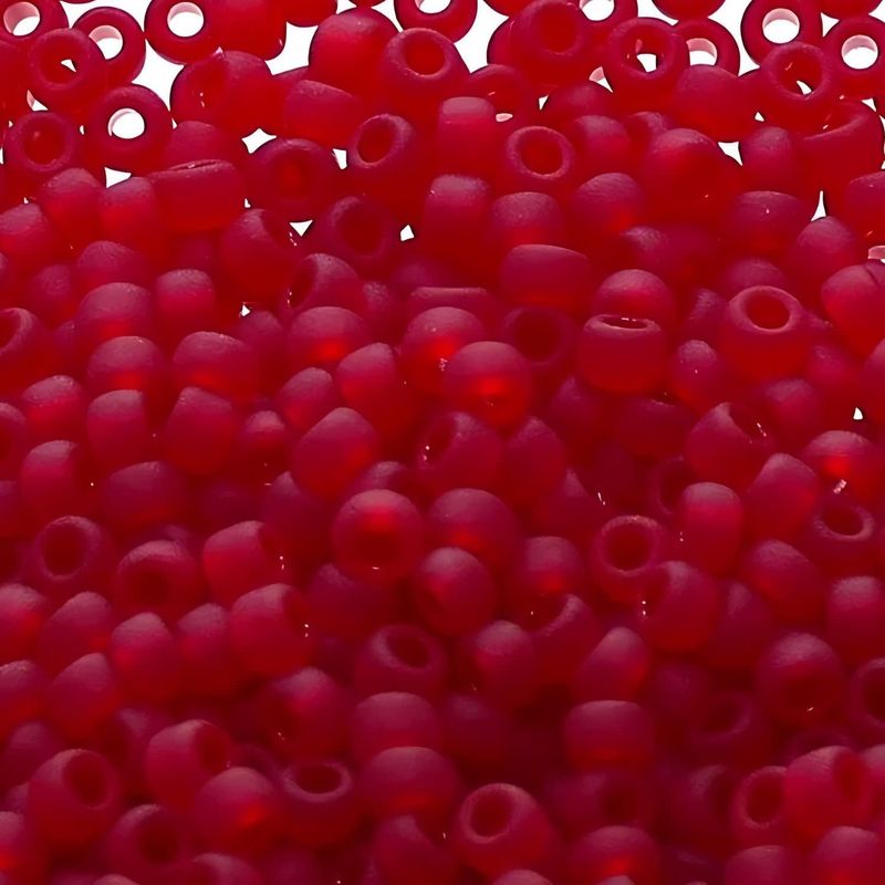 #8 Miyuki Seed Beads - Matte Transparent Ruby, 8-9141F-TB, Approx 858 Beads/22 Grams, 1 five inch tube