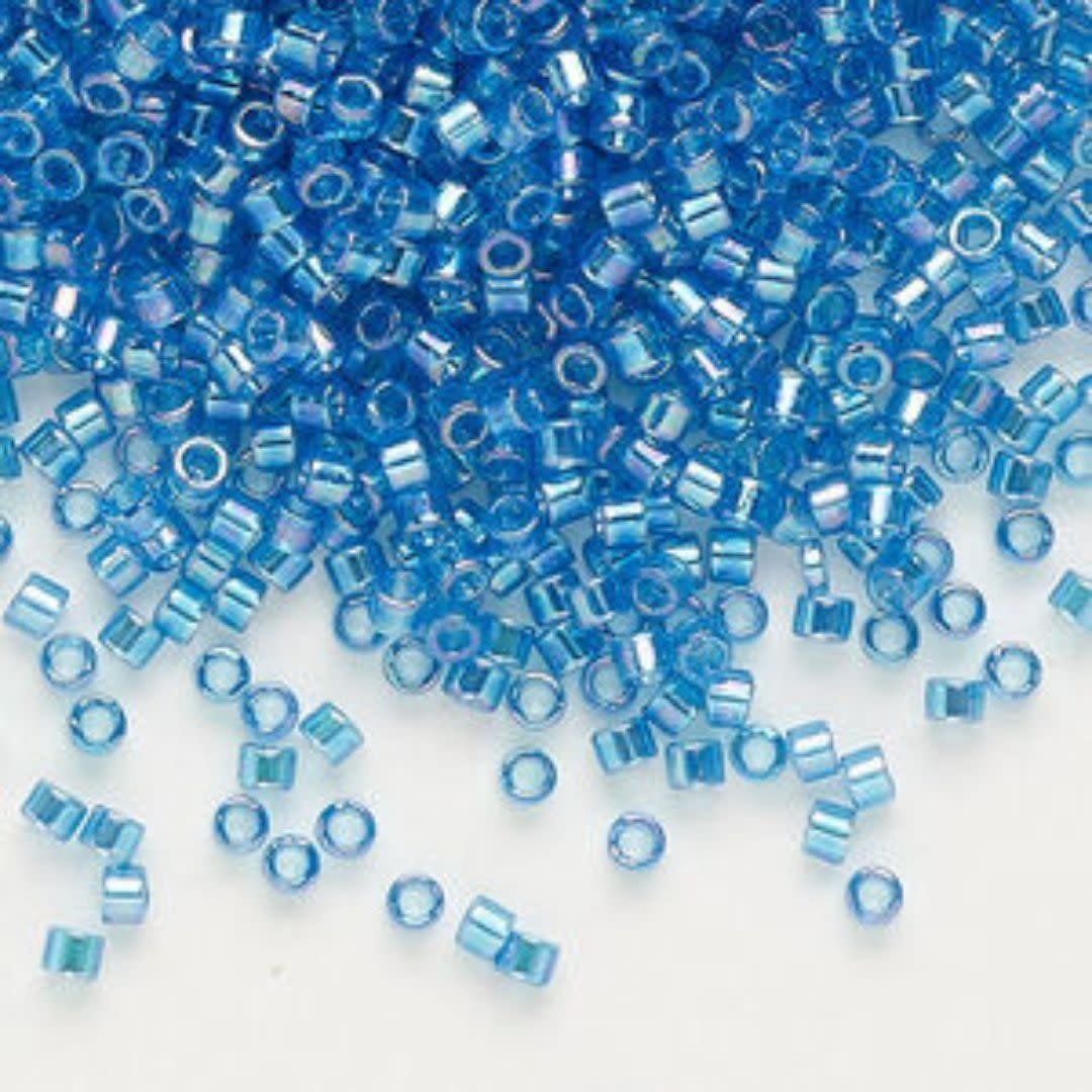 #11 Delica Seed Beads, Transparent Aquamarine Blue Ab/Rainbow, DB177-TB, Approx 1440 Beads, 1 two inch tube, 7.2 grams