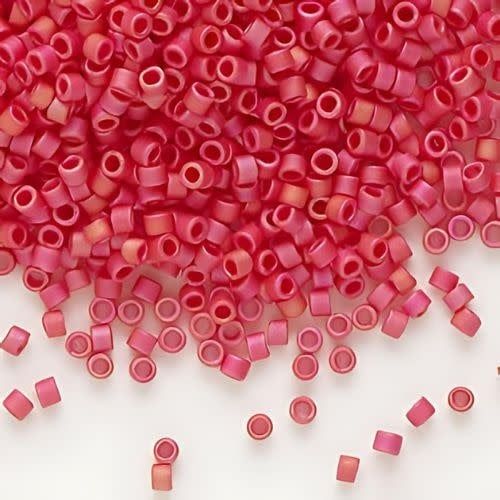 #11 Delica Seed Beads, Matte Opaque Maroon Red Ab/Rainbow, DB874-TB, Approx 1440 Beads, 1 two inch tube, 7.2 grams