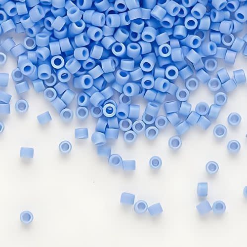 #11 Delica Seed Beads, Matte Opaque Light Blue Ab/Rainbow, DB881-TB, Approx 1440 Beads, 1 two inch tube, 7.2 grams