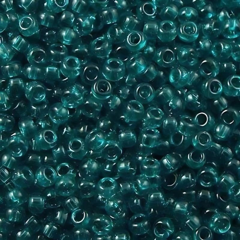 #8 Miyuki Rocailles Seed Beads - Transparent Teal Green, Approx 440 Beads, 10 Grams/0.35oz
