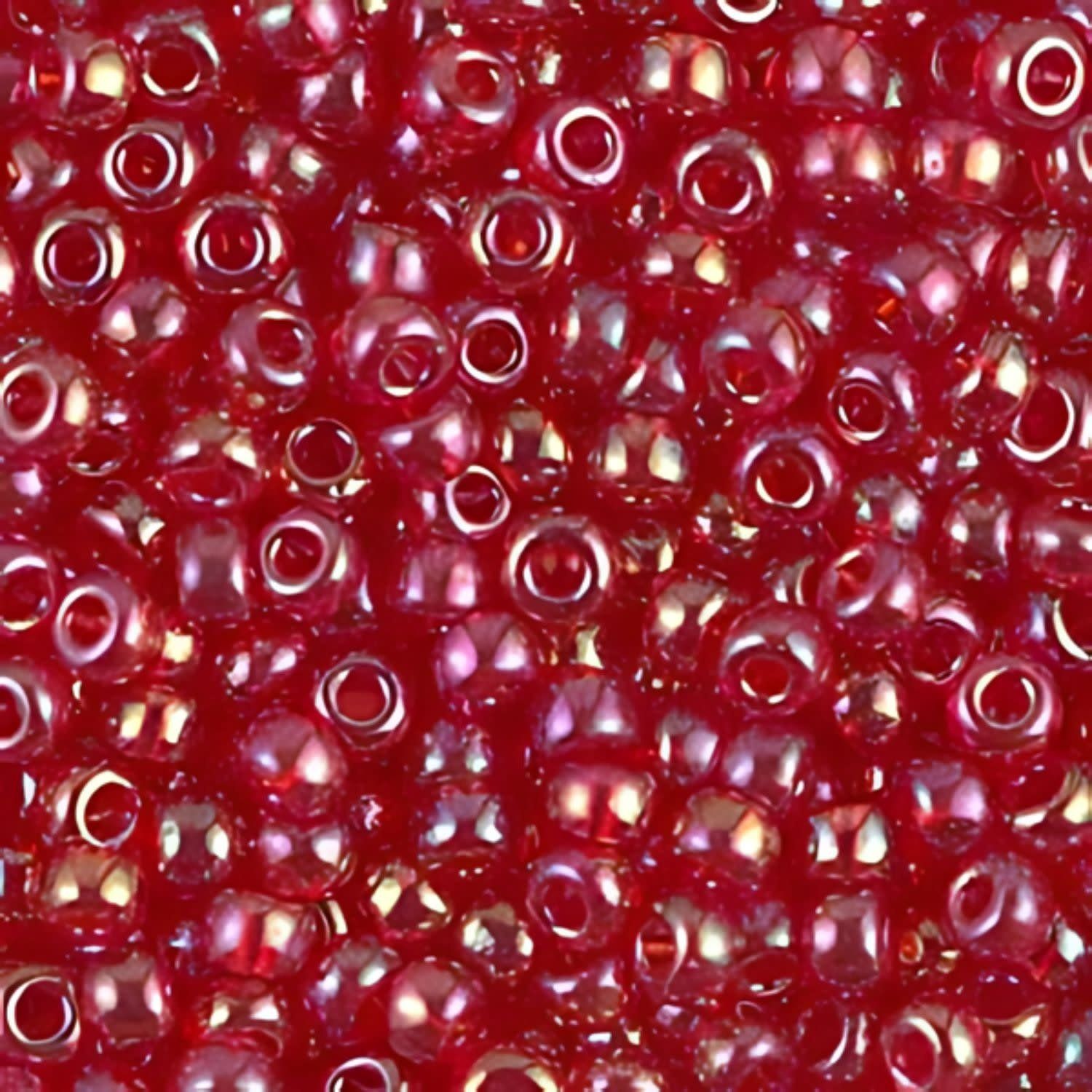 #8 Miyuki Seed Beads - Transparent Red Rainbow/AB, 8-9254D-TB, Approx 858 Beads/22 Grams, 1 five inch tube