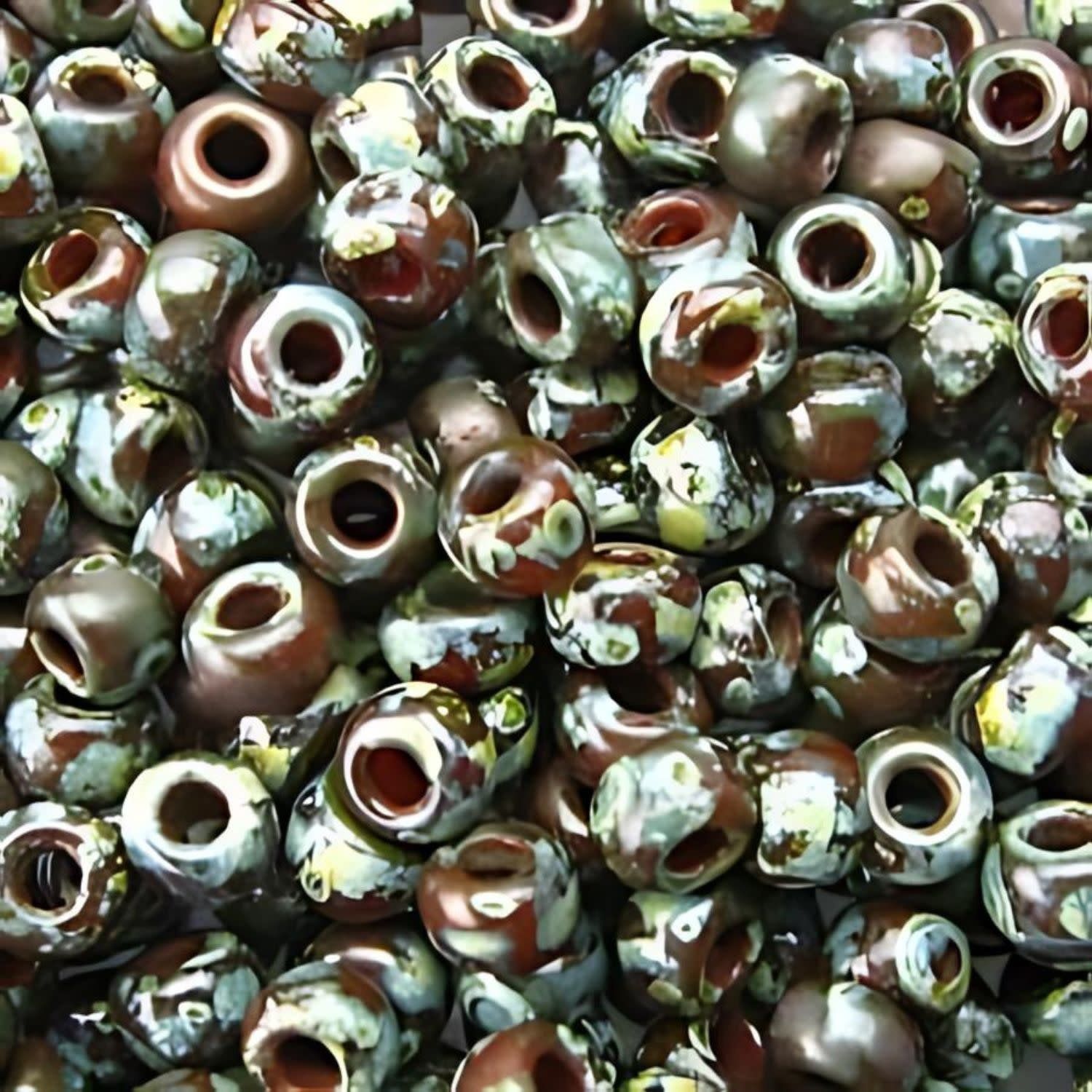 #8 Miyuki Seed Beads - Picasso Red Brown Transparent, 8-94503-TB, Approx 858 Beads/22 Grams, 1 five inch tube