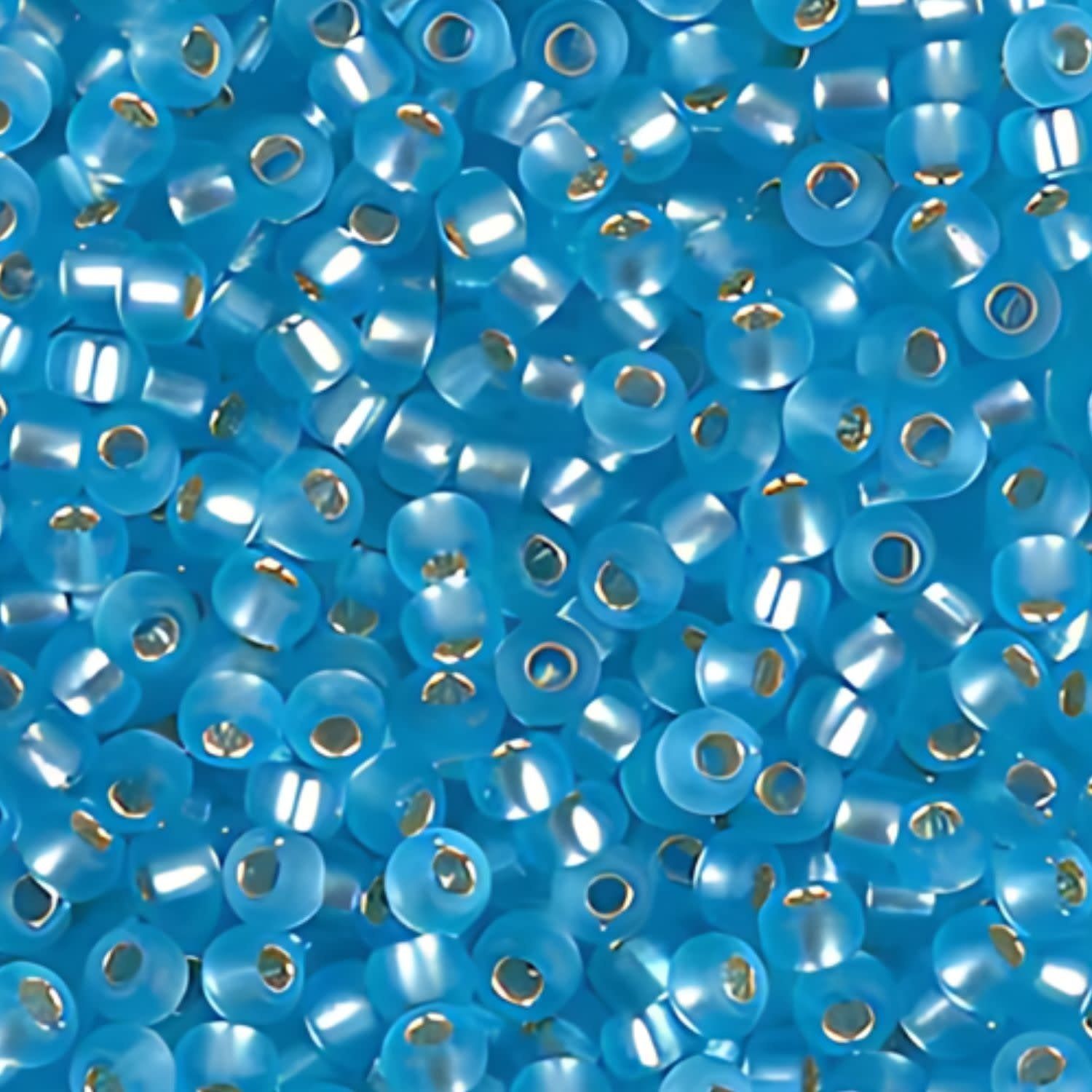 #8 Miyuki Seed Beads - Matte Silver Lined Aqua Blue, 8-918F-TB, Approx 858 Beads/22 Grams, 1 five inch tube