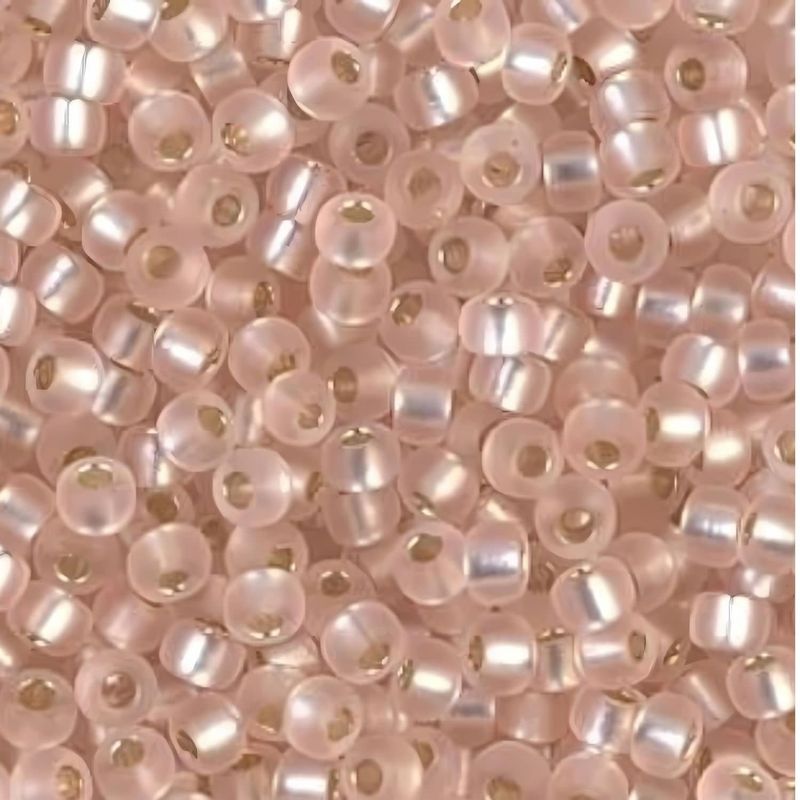 #8 Miyuki Seed Beads - Matte Silver Lined Light Blush Pink, 8-923F-TB, Approx 858 Beads/22 Grams, 1 five inch tube