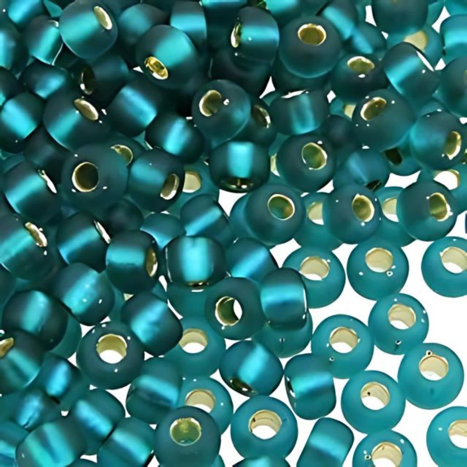 #8 Miyuki Seed Beads - Matte Silver Lined Teal Green, 8-92425F-TB, Approx 858 Beads/22 Grams, 1 five inch tube