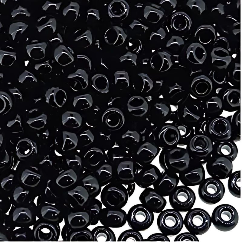 #8 Miyuki Rocailles Seed Beads - Opaque Black, Approx 440 Beads, 10 Grams/0.35oz