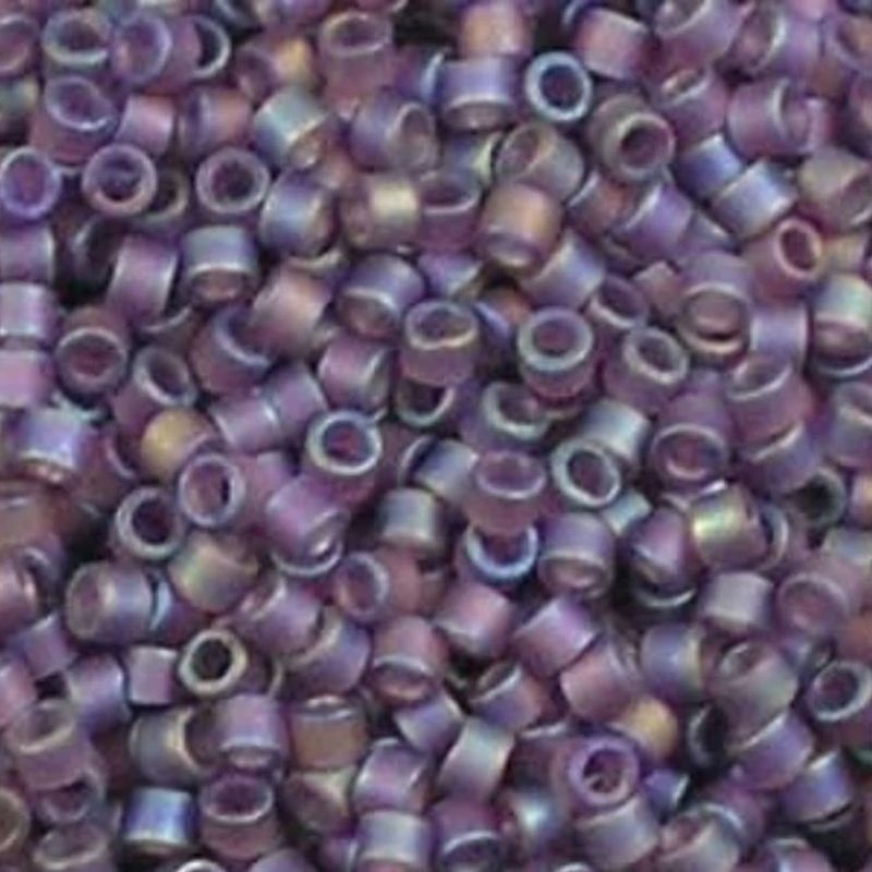#11 Delica Seed Beads, Matte Transparent Mauve Ab/Rainbow, DB869-TB, Approx 1440 Beads, 1 two inch tube, 7.2 grams