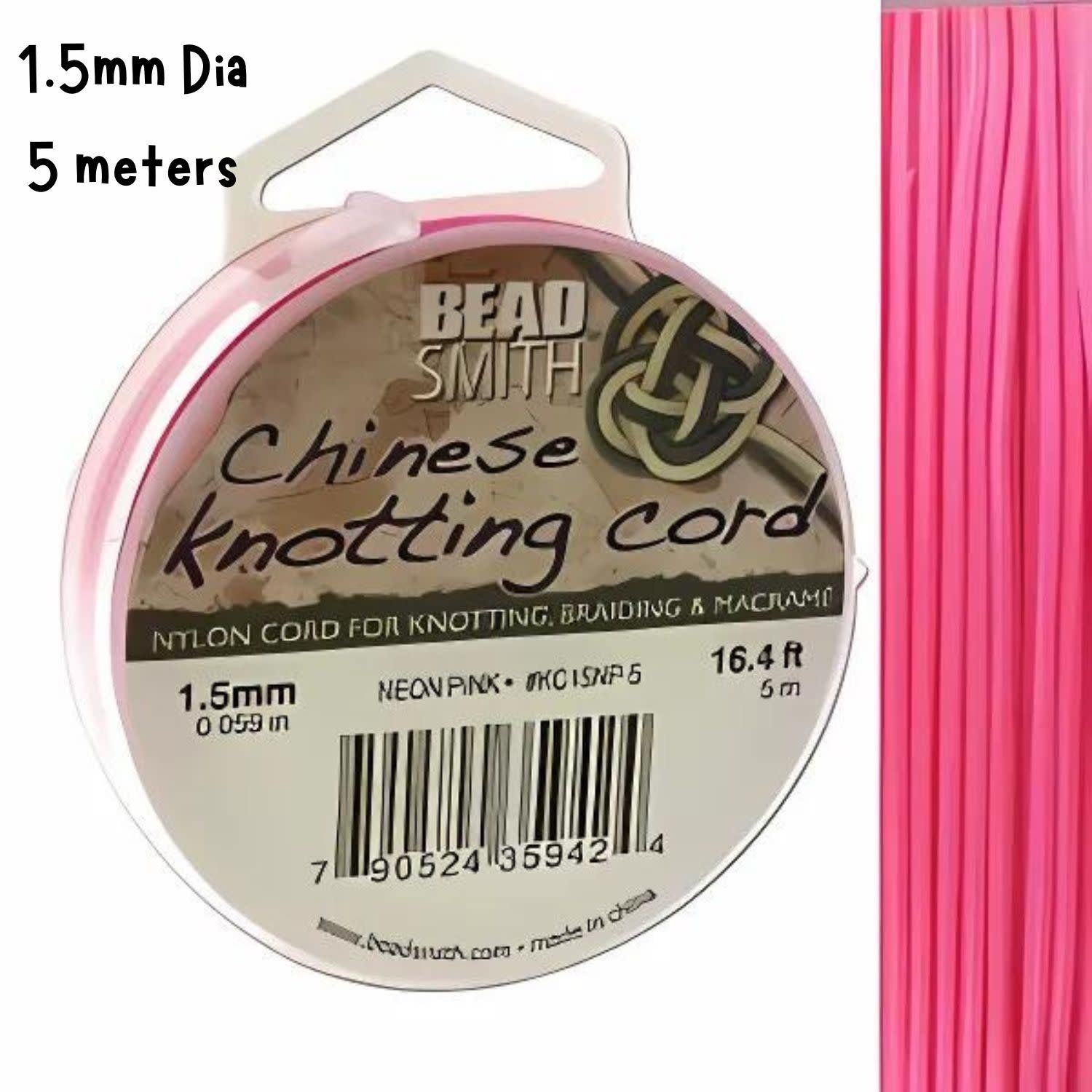 1.5mm Neon Pink, Chinese Knotting Cord, 5.46 Yards/5 Meters, 28gms/1oz