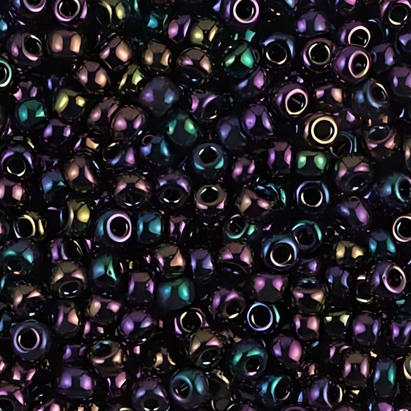 #8 Miyuki Rocailles Seed Beads - Metallic Dark Plum Purple Iris, Approx 440 Beads, 10 Grams/0.35oz