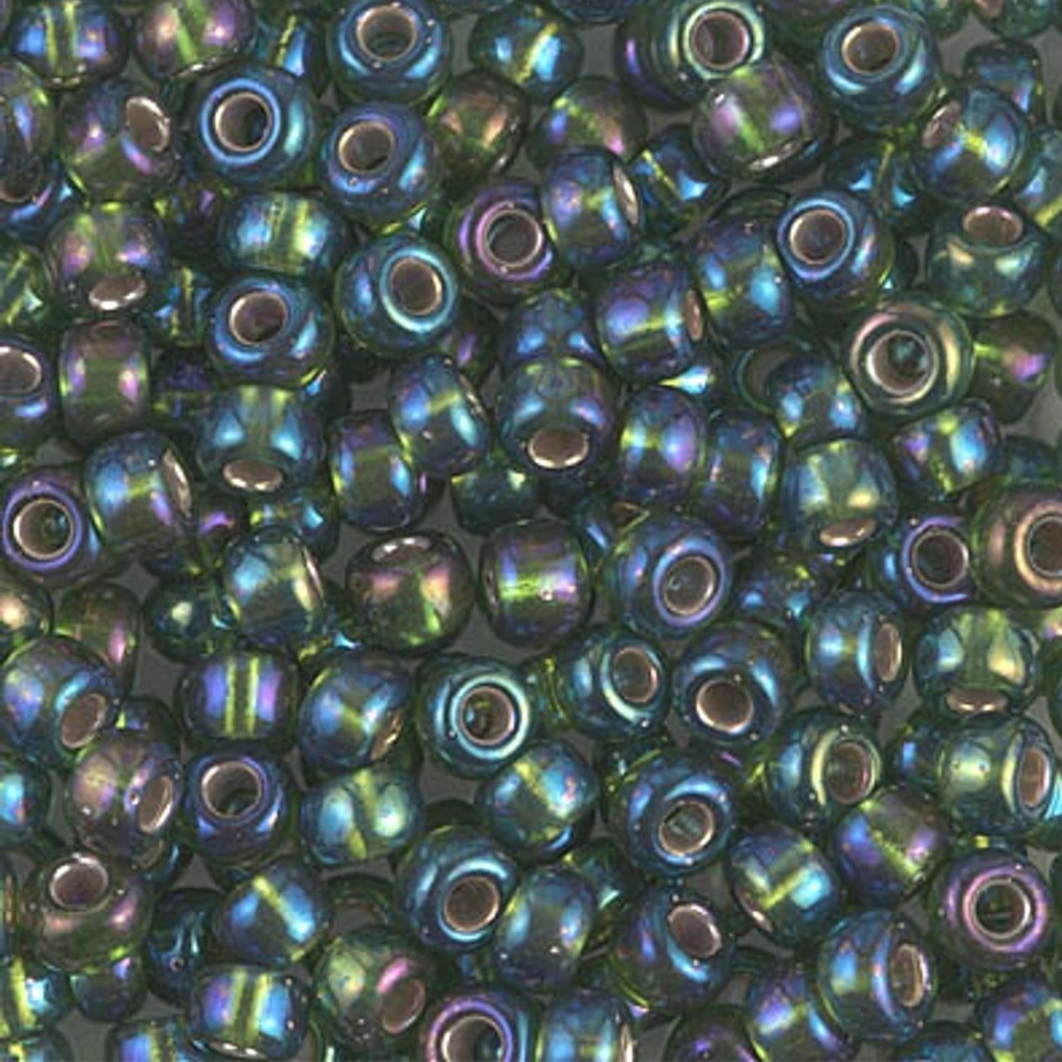 #6 Miyuki Seed Beads - Silver Lined Olive Green Rainbow/AB, 6-91026-TB, Approx 240 Beads, 1 five inch tube, 20 grams