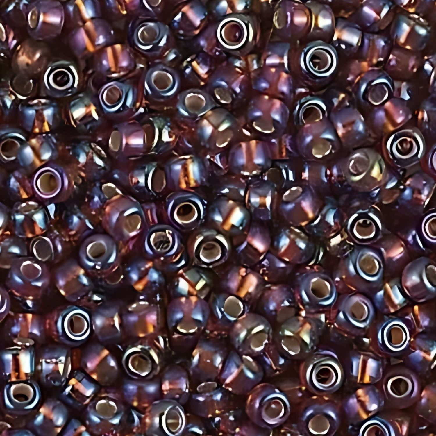 #6 Miyuki Seed Beads - Silver Lined Dark Topaz Brown Rainbow/AB, 6-91005-TB, Approx 240 Beads, 1 five inch tube, 20 grams