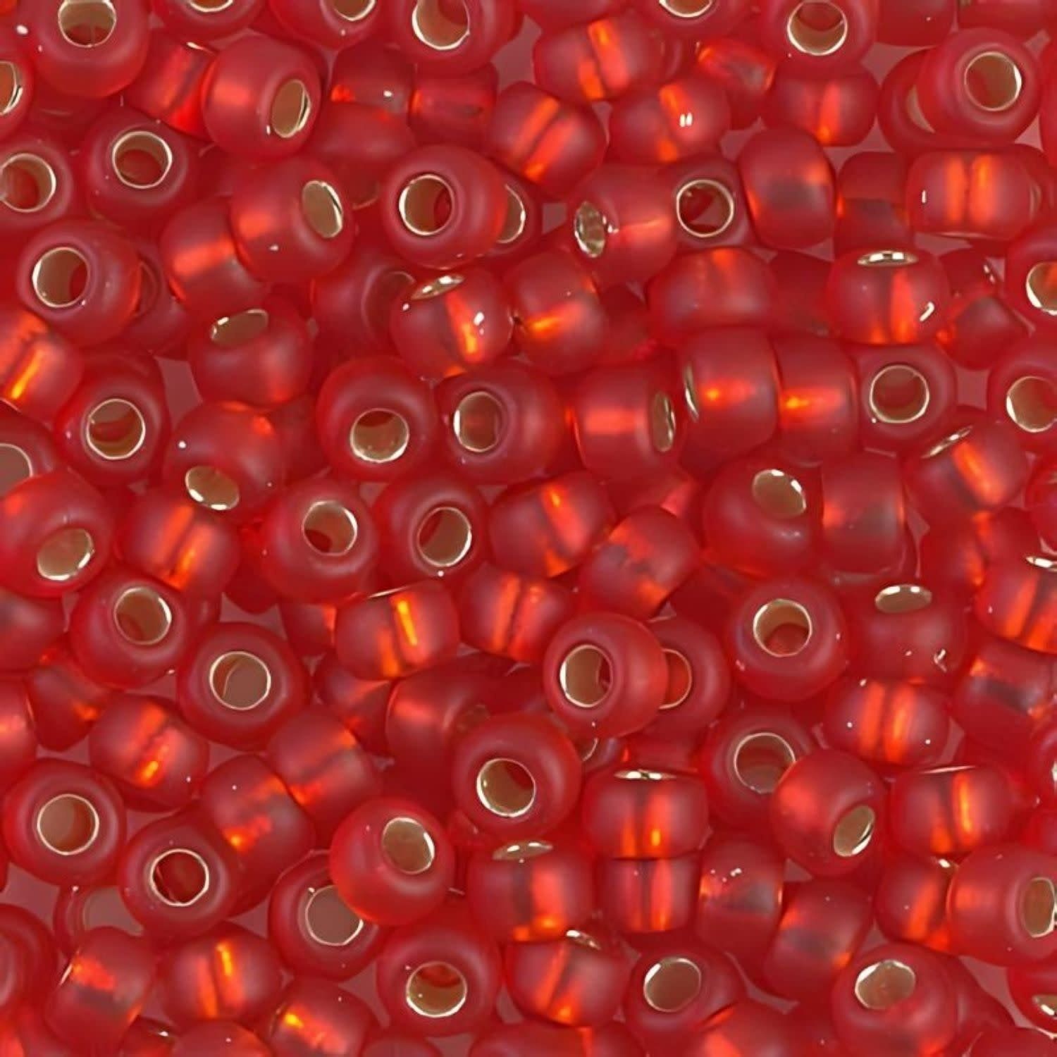 #11 Miyuki Seed Beads - Matte Silver Lined Flame Red, 11-910F-TB, Approx 24 Grams, 1 five inch tube