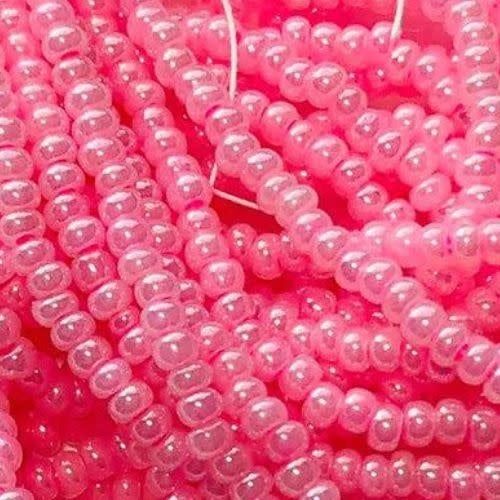 #6 Czech Seed Beads, Pink Ceylon, 6 Strands, Approx 1090 Beads, 4x3.5mm, 74gms/2.61oz