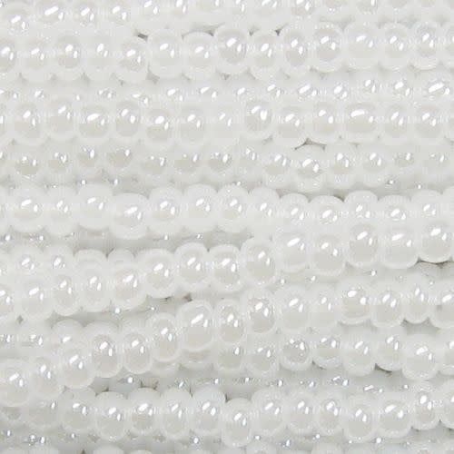 #6 Czech Seed Beads, White Pearl, 6 Strands, Approx 1090 Beads, 4x3.5mm, 74gms/2.61oz