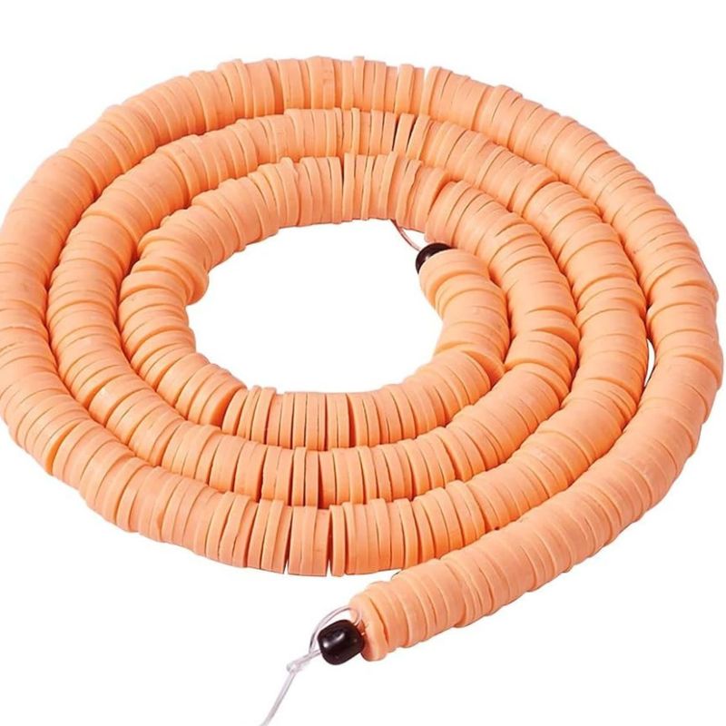 6x1mm Heishi Beads, Peach, 380-400pcs, 17&quot; Strand, Polymer Clay, 21gms/0.74oz