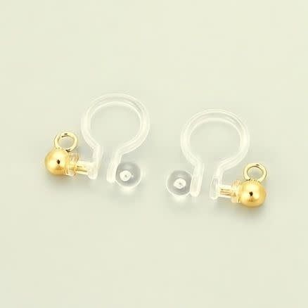 GP Clear Clip On Earrings, 10pcs, 11x10.5x3mm, Hole 1.5mm, Stainless Steel Findings, 2gms/0.07oz
