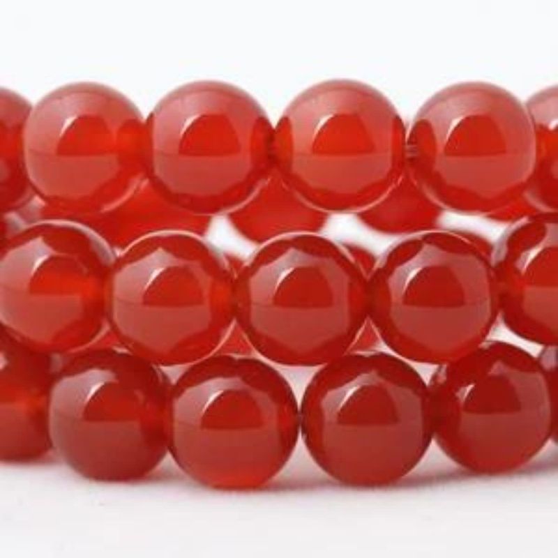 8mm Carnelian, Red, 15&#39;&#39; Strand, 48 Beads, Round, Natural/Dyed/Heated, 1mm Hole, Gemstones, 1.34oz