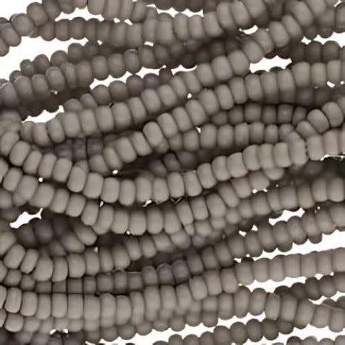 #8 Czech Seed Beads, Opaque Grey, 6 Strands, Approx 1330 beads, 3x2.5mm, 37gms/1.31oz