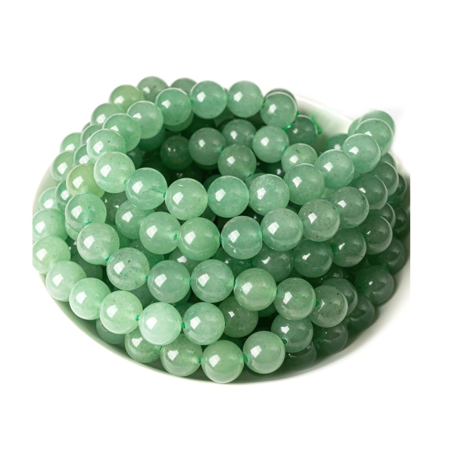 8mm Green Aventurine, 7.8&#39;&#39; Strand, 24 Beads, Round, Natural, 1mm Hole, Gemstones, 0.75oz