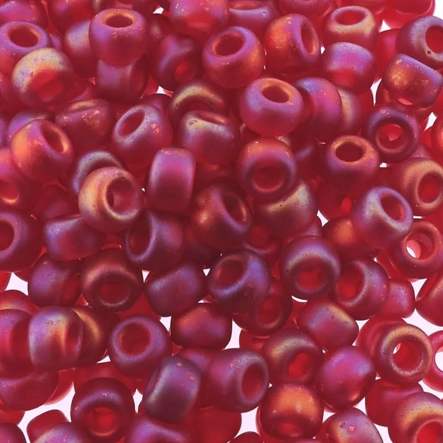 #6 Miyuki Seed Beads - Matte Transparent Red Rainbow/AB, 6-9141FR-TB, Approx 240 Beads, 1 five inch tube, 20 grams