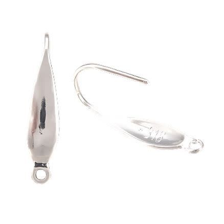 SP Stainless Steel Ear-Wires, Earring Hooks, 10pcs, 20x4.5mm, Hole 1.3mm, 11gms/0.39oz