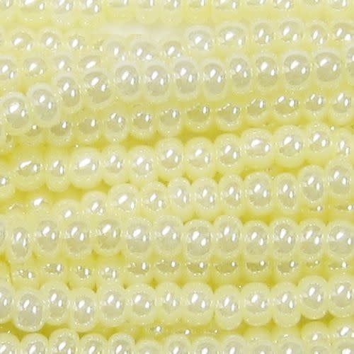 #6 Czech Seed Beads, Yellow Ceylon, 6 Strands, Approx 1090 Beads, 4x3.5mm, 74gms/2.61oz