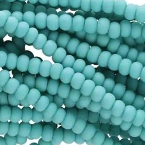 #6 Czech Seed Beads, Matte Opaque Green Turquoise, 6 Strands, Approx 1090 Beads, 4x3.5mm, 74gms/2.61oz