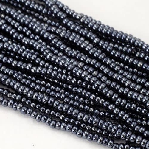 #8 Czech Seed Beads, Gunmetal Dark Grey, 6 Strands, Approx 1330 beads, 3x2.5mm, 37gms/1.31oz