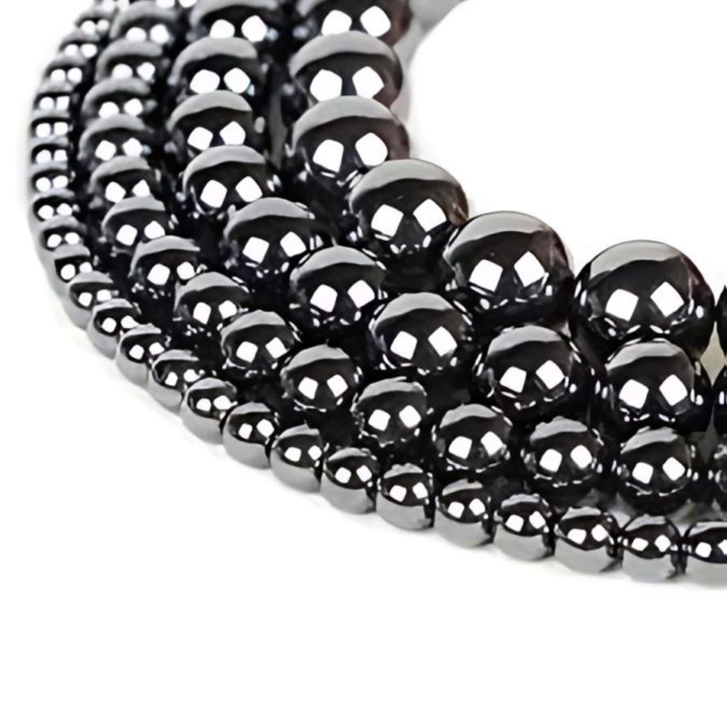 6mm Hematite, 15&#39;&#39; Strand, 66 Beads, Round, Natural, 1mm Hole, Gemstones, 1.51oz