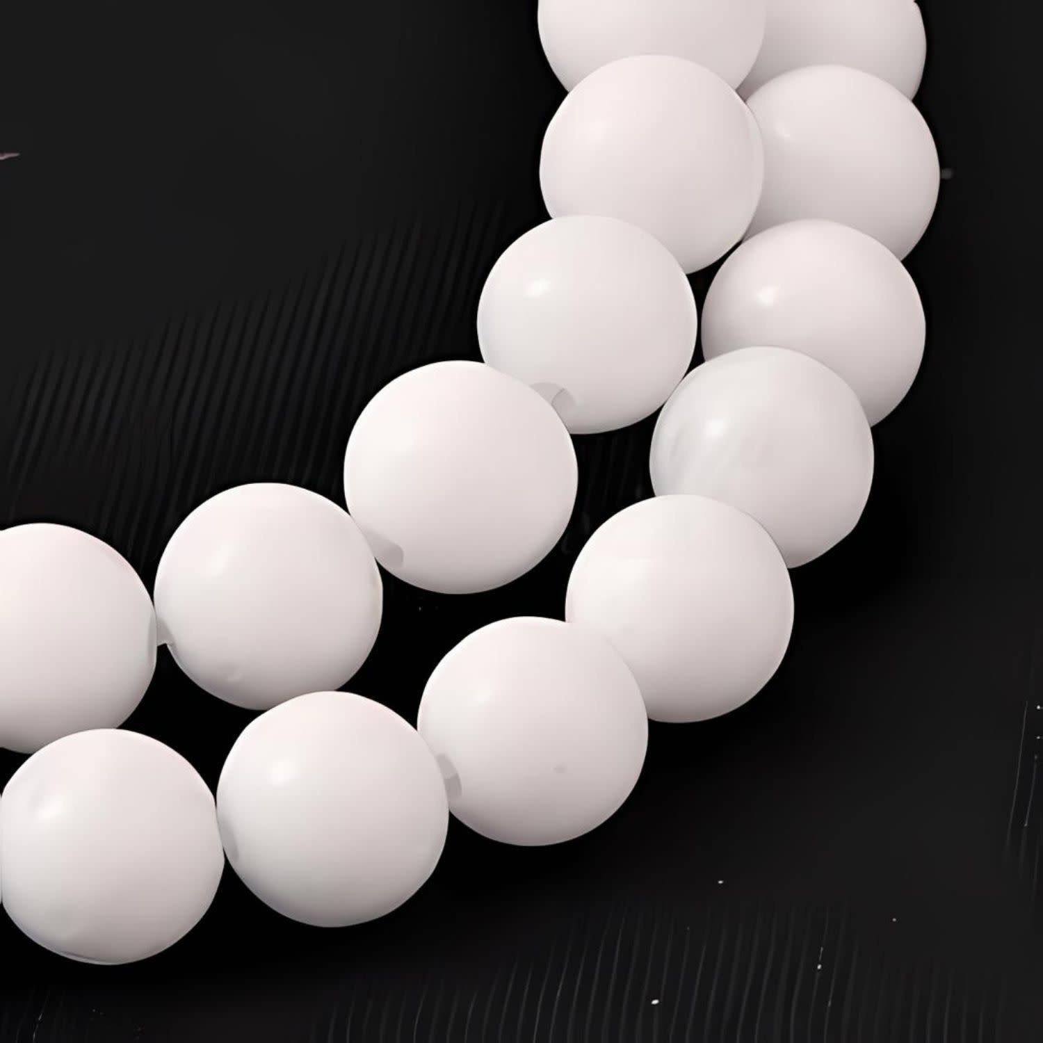 10mm Mountain Jade White, 15&quot; Strand, 38 Beads, Round, Dyed, 1mm Hole, Gemstones, 2.29oz