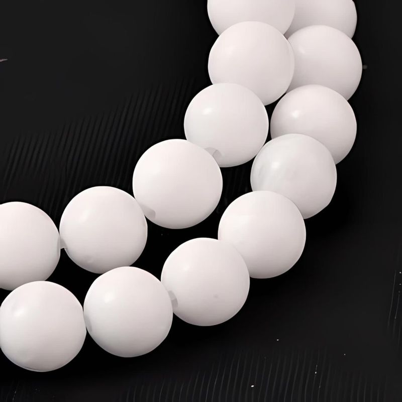 10mm Mountain Jade White, 15&quot; Strand, 38 Beads, Round, Dyed, 1mm Hole, Gemstones, 2.29oz