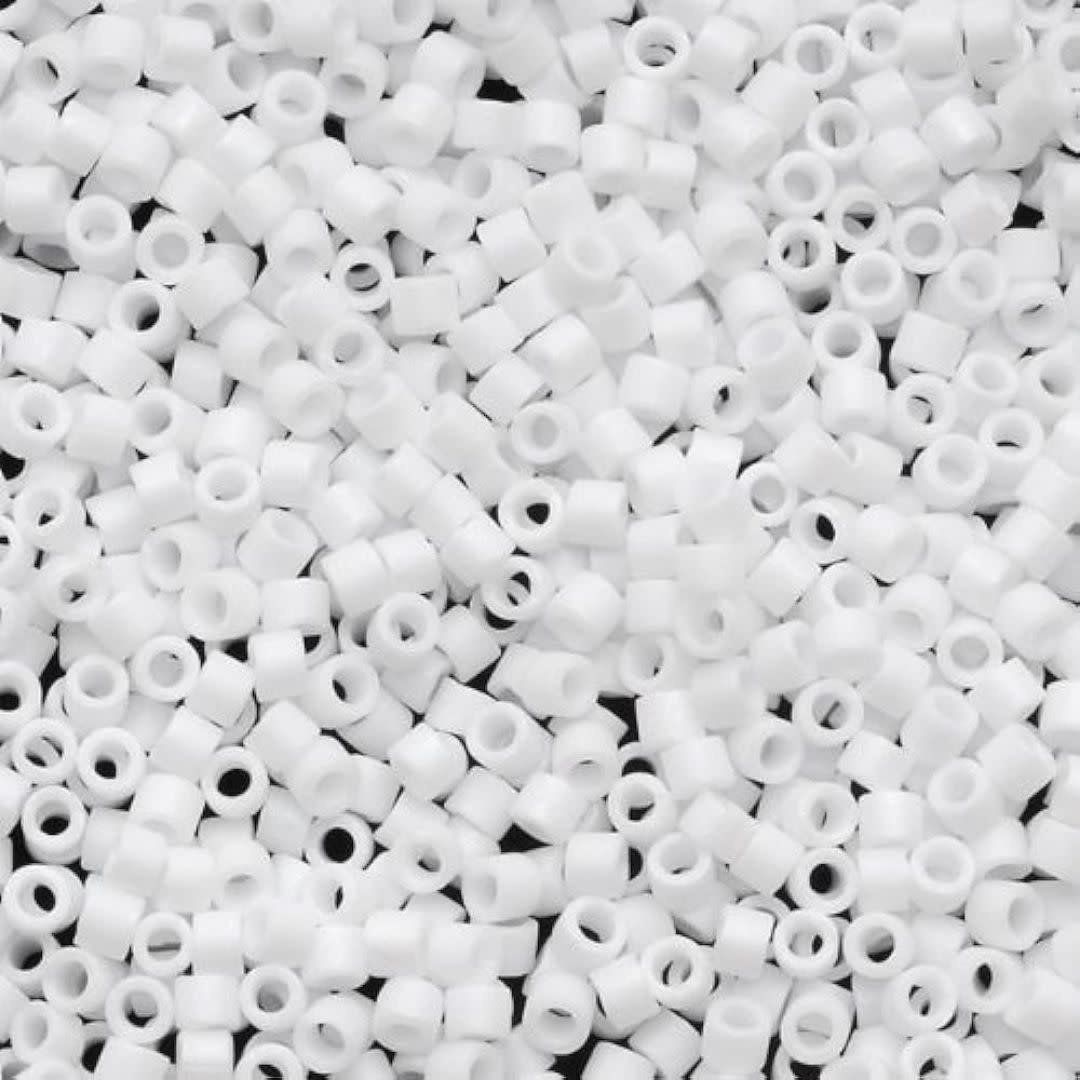 #11 Delica Seed Beads, Matte Opaque White, DB351-TB, Approx 1440 Beads, 1 two inch tube, 7.2 grams