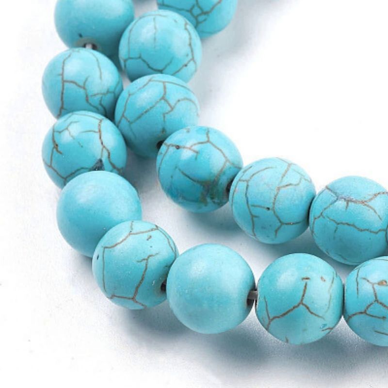 10mm Synthetic Turquoise, 15&#39;&#39; Strand, 40 Beads, Round, 1mm Hole, Gemstones, 49gms/1.73oz