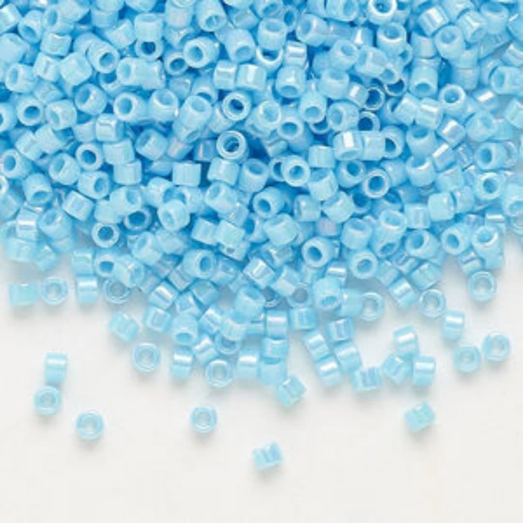 #11 Delica Seed Beads, Opaque Turquoise Blue Ab/Rainbow, DB164-TB, Approx 1440 Beads, 1 two inch tube, 7.2 grams