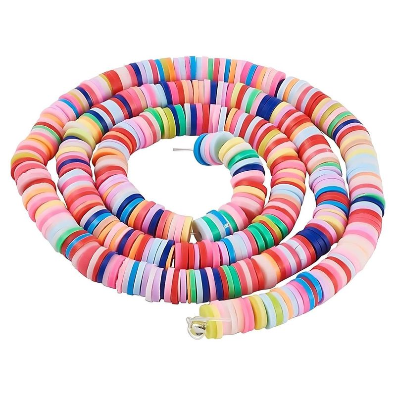 6x1mm Heishi Beads, Mixed Bright Colors, 380-400pcs, 17&quot; Strand, Polymer Clay, 21gms/0.74oz
