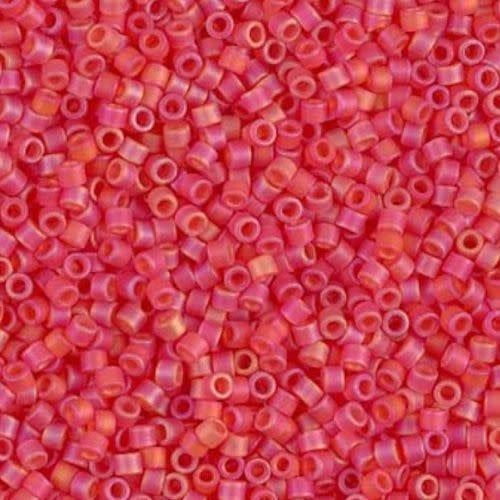 #11 Delica Seed Beads, Matte Transparent Red Ab/Rainbow, DB856-TB, Approx 1440 Beads, 1 two inch tube, 7.2 grams