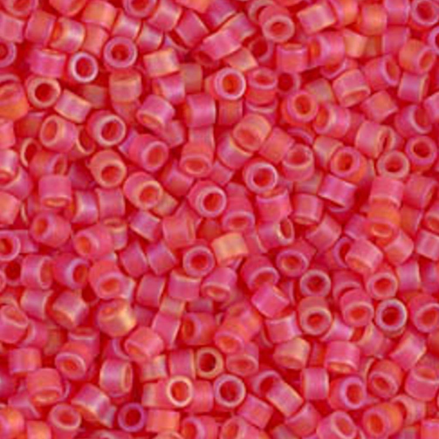 #11 Delica Seed Beads, Matte Transparent Red Ab/Rainbow, DB856-TB, Approx 1440 Beads, 1 two inch tube, 7.2 grams