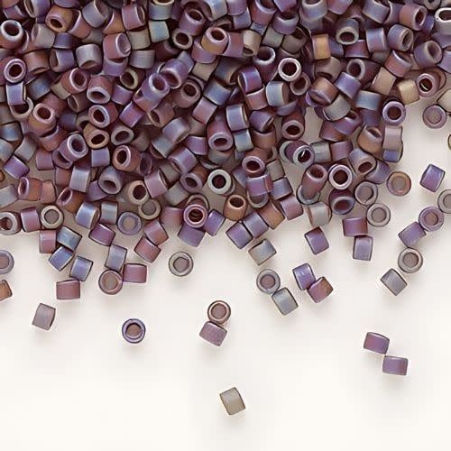 #11 Delica Seed Beads, Matte Opaque Brown Ab/Rainbow, DB884-TB, Approx 1440 Beads, 1 two inch tube, 7.2 grams