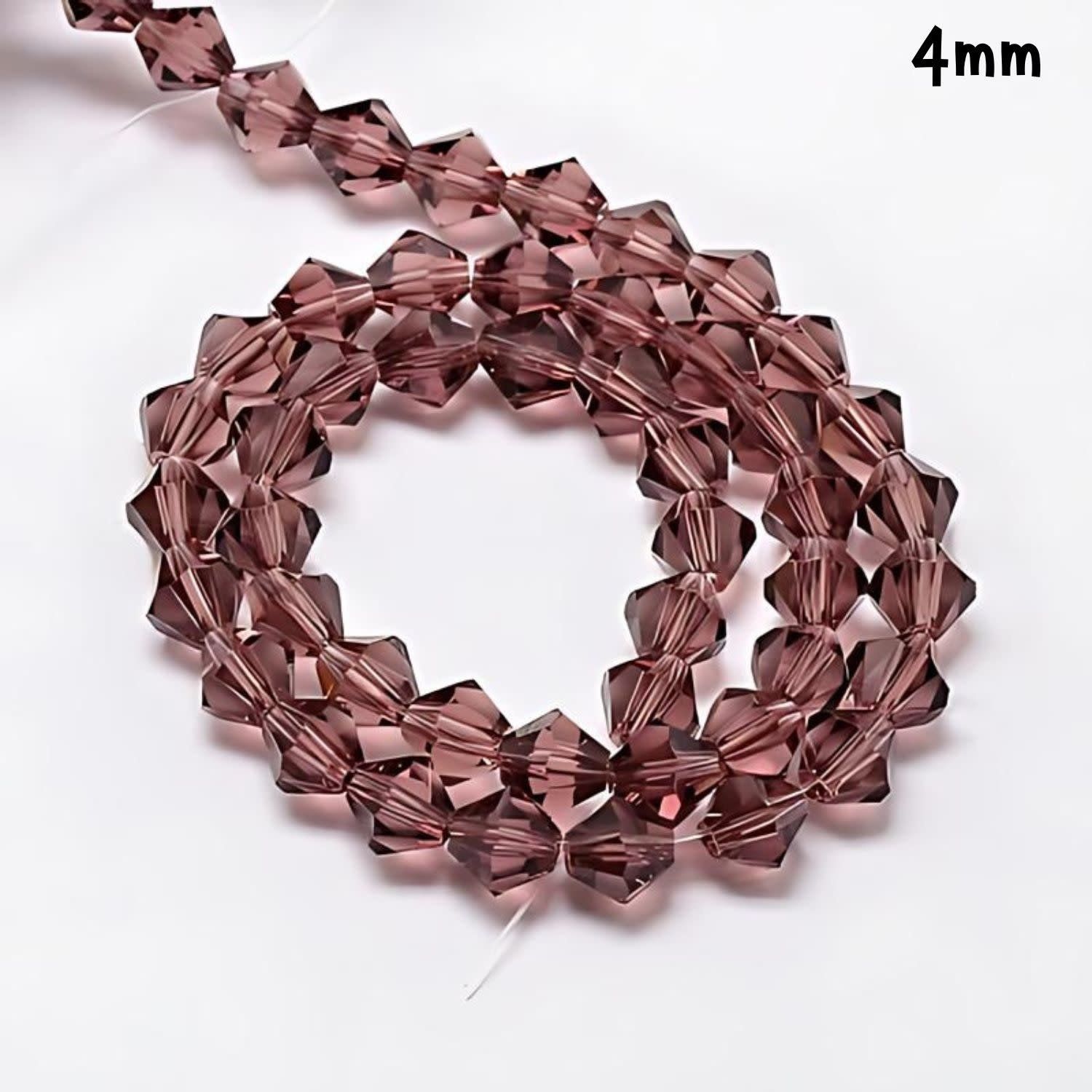 4mm Bicones, Purple, Approx 90pcs, Hole 1mm, Glass Beads, 14gms/0.49oz
