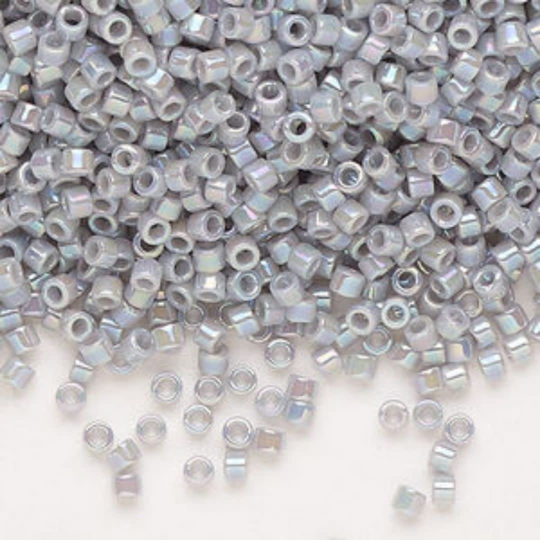 #11 Delica Seed Beads, Opaque Ghost Grey Ab/Rainbow, DB1579-TB, Approx 1440 Beads, 1 two inch tube, 7.2 grams