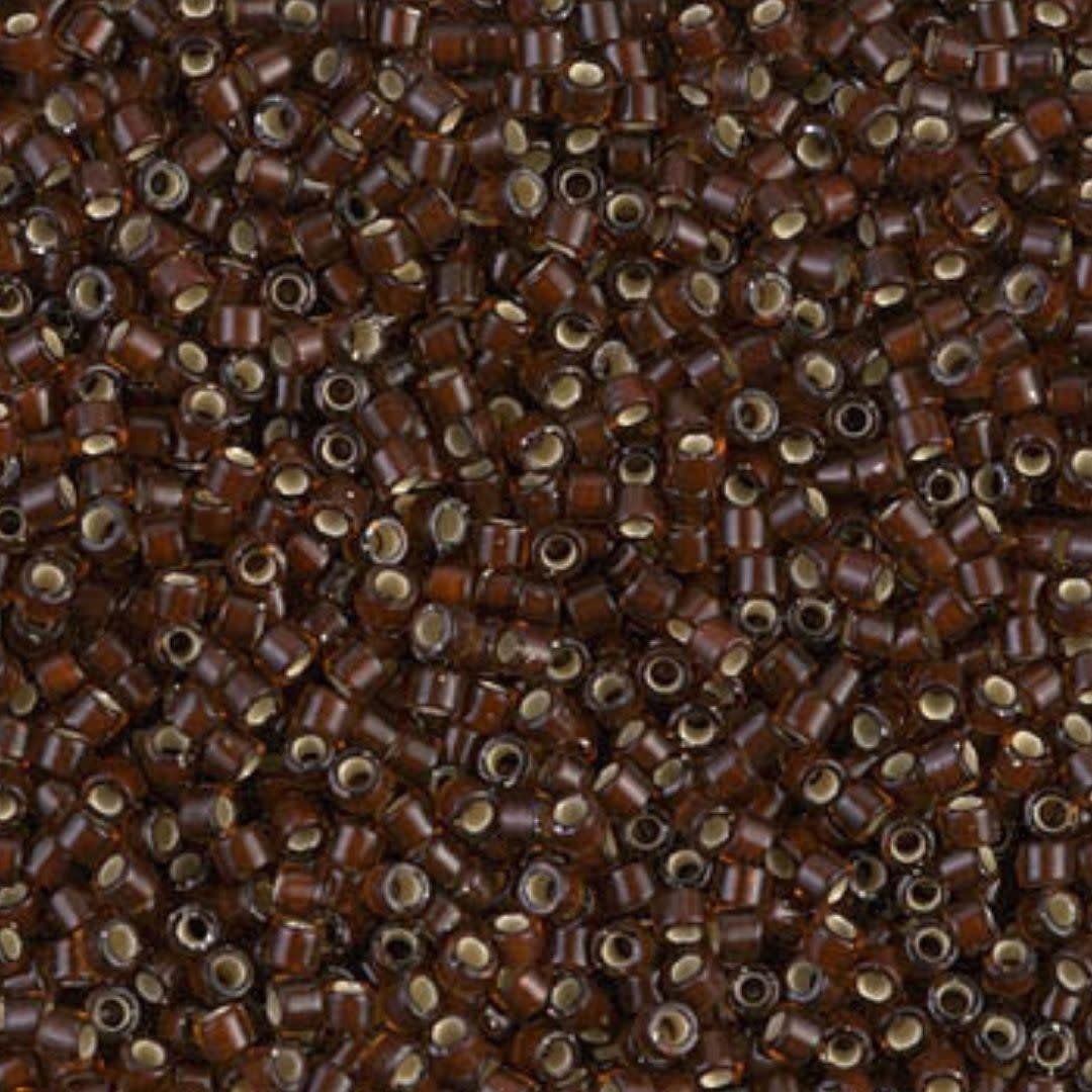 #11 Delica Seed Beads, Silver Lined Glazed Dark Rootbeer, DB1684-TB, Approx 1440 Beads, 1 two inch tube, 7.2 grams