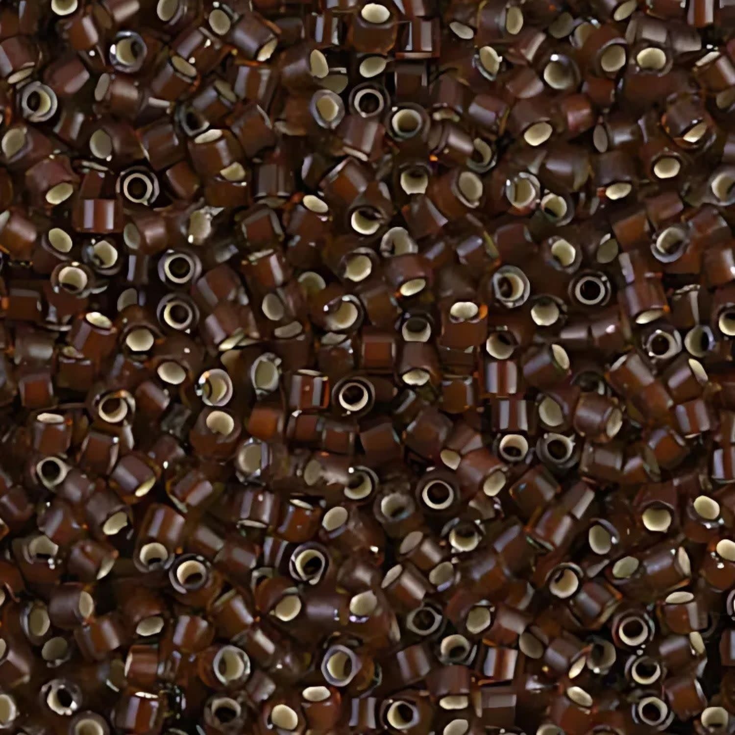 #11 Delica Seed Beads, Silver Lined Glazed Dark Rootbeer, DB1684-TB, Approx 1440 Beads, 1 two inch tube, 7.2 grams