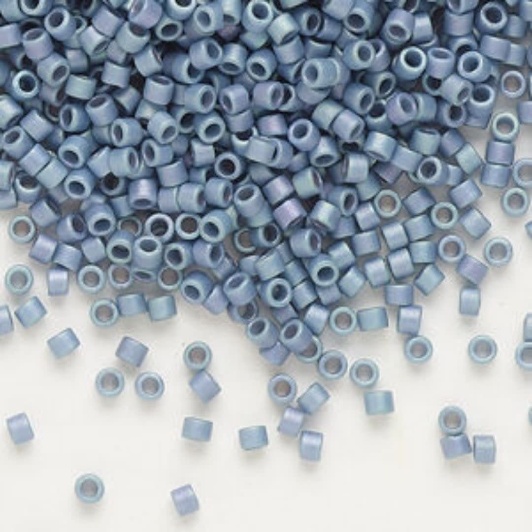 #11 Delica Seed Beads, Matte Opaque Metallic Ab Grey Blue, DB376-TB, Approx 1440 Beads, 1 two inch tube, 7.2 grams