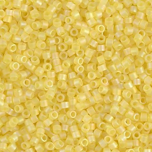 #11 Delica Seed Beads, Matte Transparent Pale Yellow Ab/Rainbow, DB854-TB, Approx 1440 Beads, 1 two inch tube, 7.2 grams