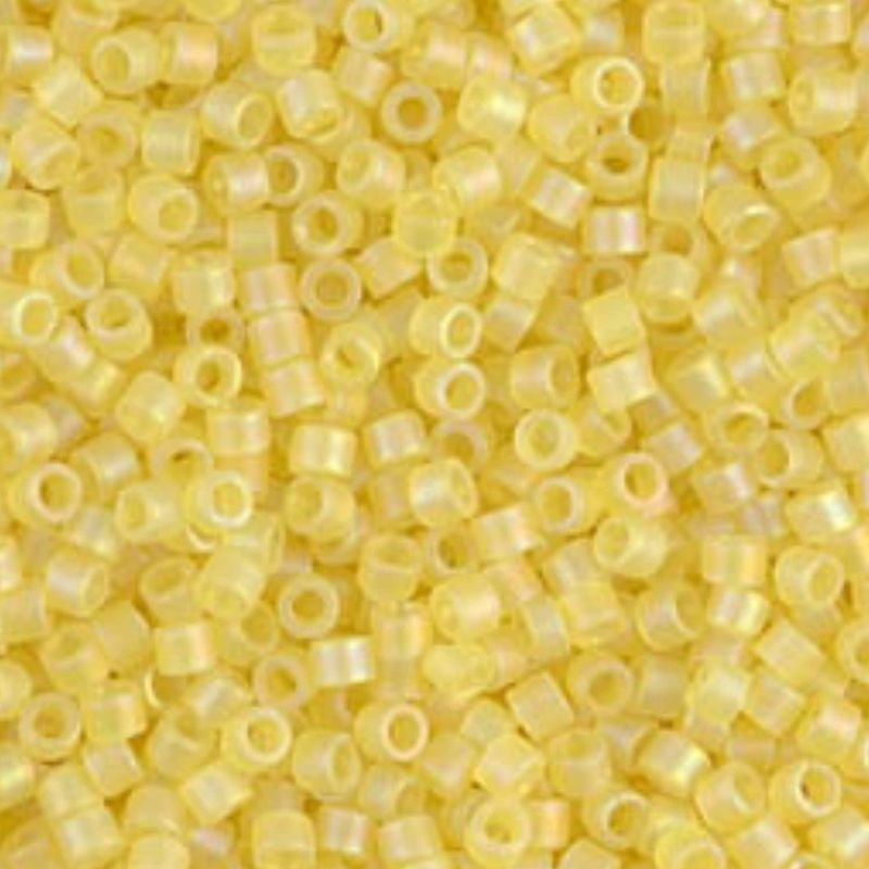 #11 Delica Seed Beads, Matte Transparent Pale Yellow Ab/Rainbow, DB854-TB, Approx 1440 Beads, 1 two inch tube, 7.2 grams
